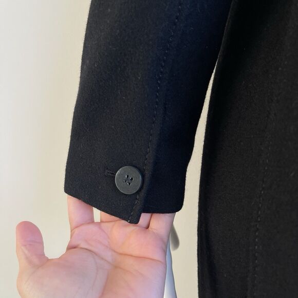 Kenneth Cole Reaction Wool Blend Black Long Pea Coat Women's 2 Preppy Old Money - Picture 11 of 16